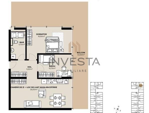 Apartament 3 camere cu terasa spectaculoasa, proiect premium nZEB - Schiță 6