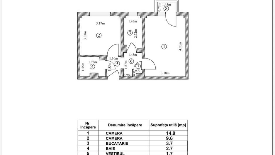 Decomandat 2 Camere Straja/Piata Resita - Schiță 5