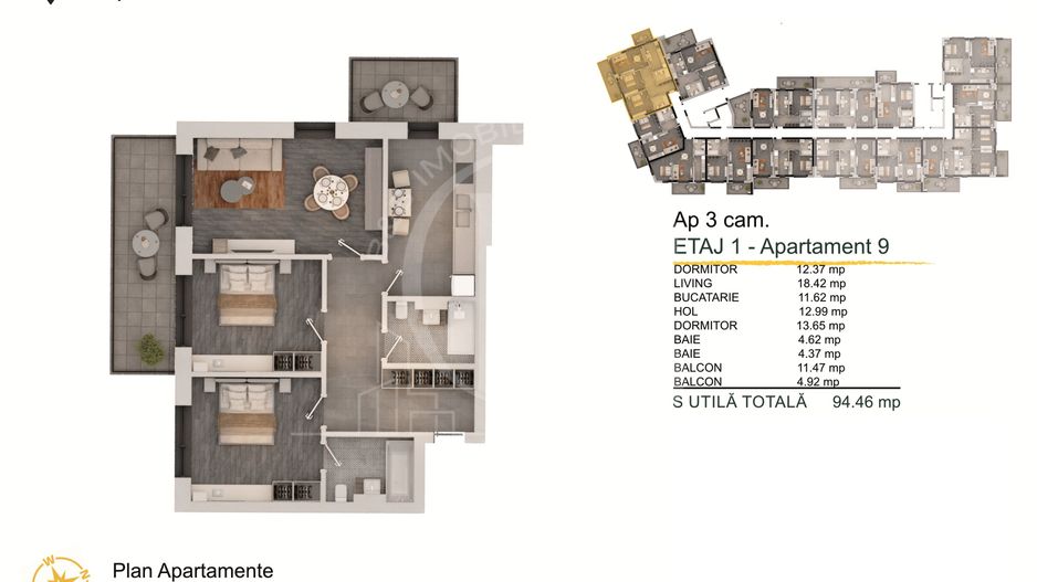 Theodor Pallady-Apartament 3 camere Loc de parcare Bonus - Schiță 1