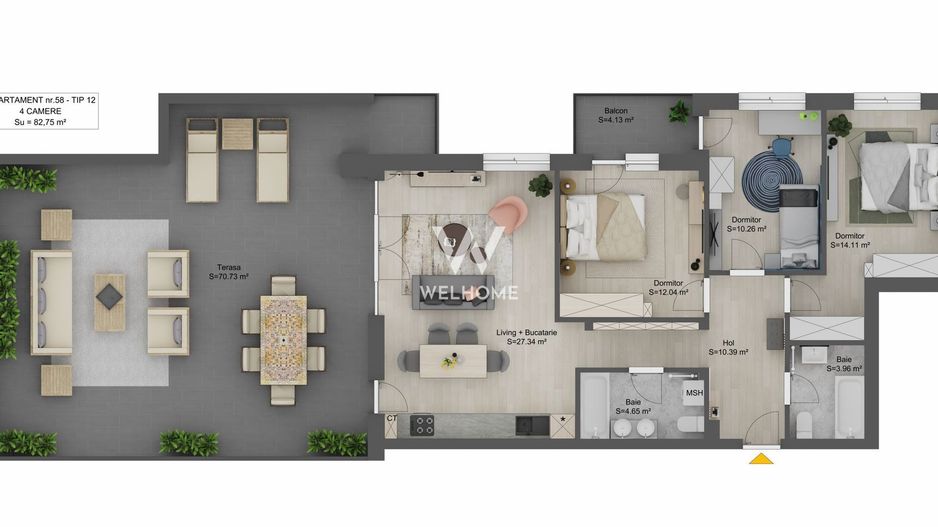 Penthouse  LA CHEIE, bloc nou, Sibiu,Kaufland - Schiță 4