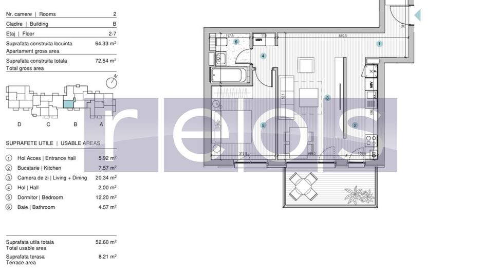 VANZARE APARTAMENT 2 CAMERE | STRAULESTI | 64MP | TERASA | COMPLEX NOU - Poză 12