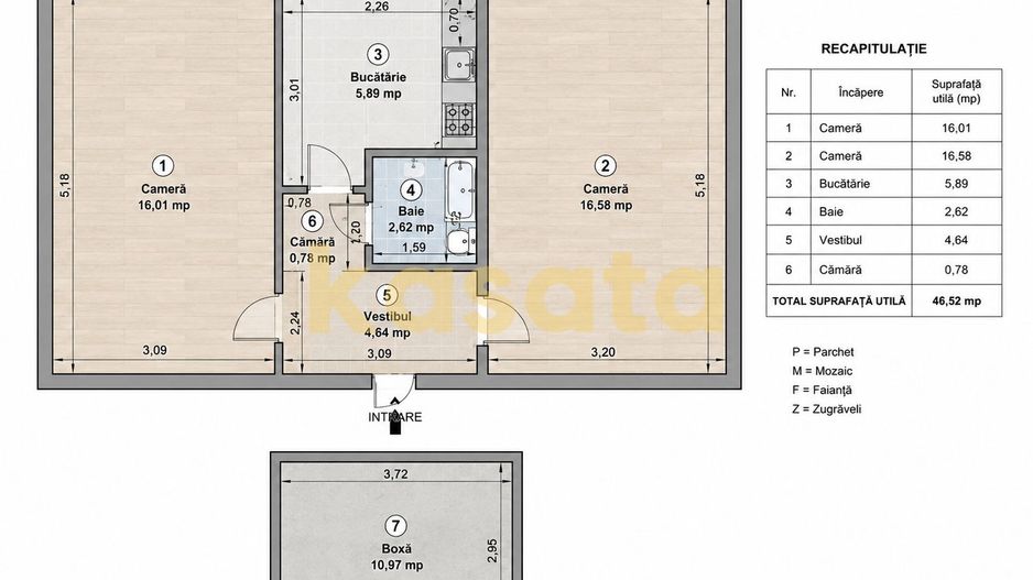 2 CAMERE | CEAIKOVSKI-FLOREASCA | IGIENIZAT | BOXA 11MP | CENTRALA - Schiță 14