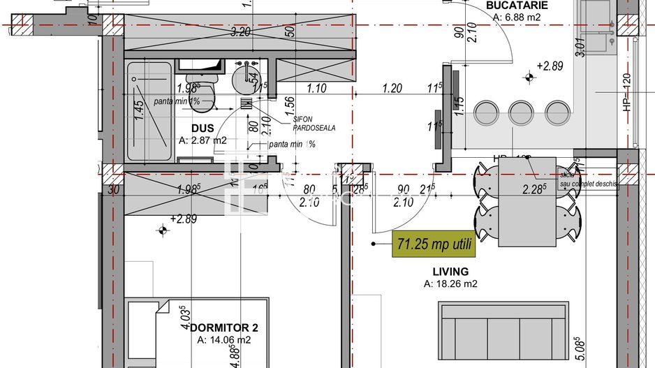 Apartament 3 camere/71 mp, /LA CHEIE /zona Industriala Vest - Schiță 10
