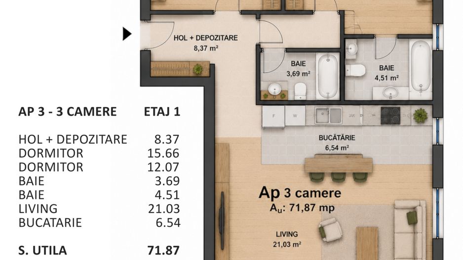 Apartament nou 3 camere aproape de zona centrala a Clujului - Poză 2