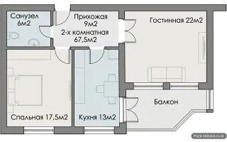 Vânzare, apartament cu 2 camere 68,1 mp, bloc nou în Durlești, - Schiță 19