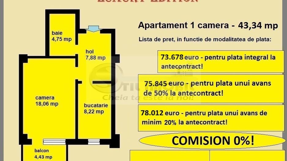 Apartament 1 camera de vanzare in Iasi, Galata, 43,34 mp, bloc nou - Poză 13