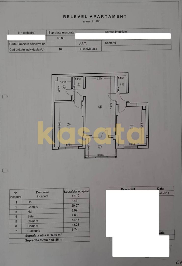 3 Camere | Valea Oltului | Bloc 2014 | Loc de parcare disponibil - Schiță 7