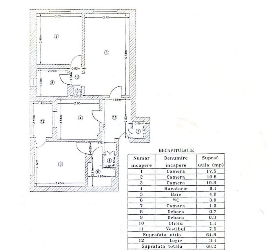 Apartament cu 3 camere de vanzare in zona Metrou Gorjului - Schiță 15