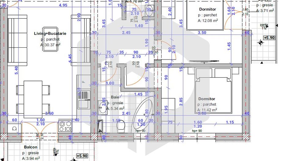 Oferta - Apartament 3 camere - Selimbar - 0% Comision - Schiță 1