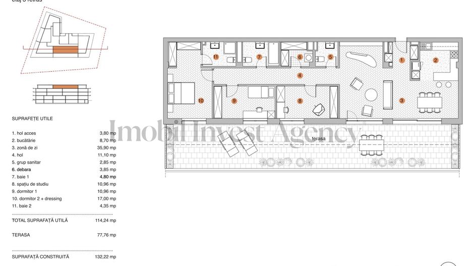 Apartament 4 camere de vanzare Pipera in bloc cu vedere la lac - Schiță 11