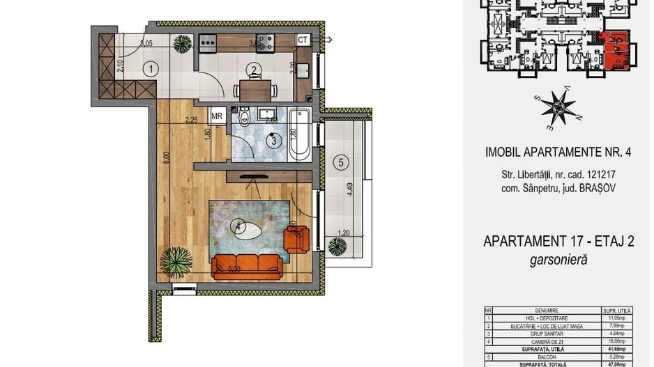 Garsonieră etaj 2 Orizont Residence Sânpetru (preț fără TVA) - Poză 4