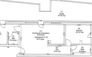 Apartament 3 camere/76mp/Terasa 73mp/garaj. - Poză 3