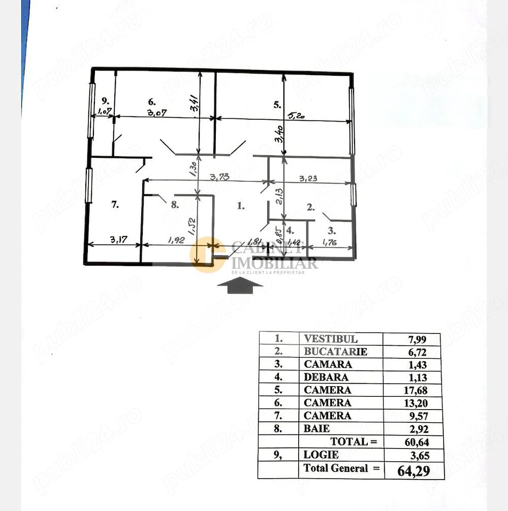 3 Camere - 65MP | Decomandat | Cetatea de Balta - Schiță 7