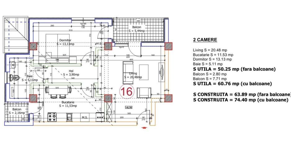 Apartament cu 2 camere, parcare subterana și 2 balcoane - Poză 9