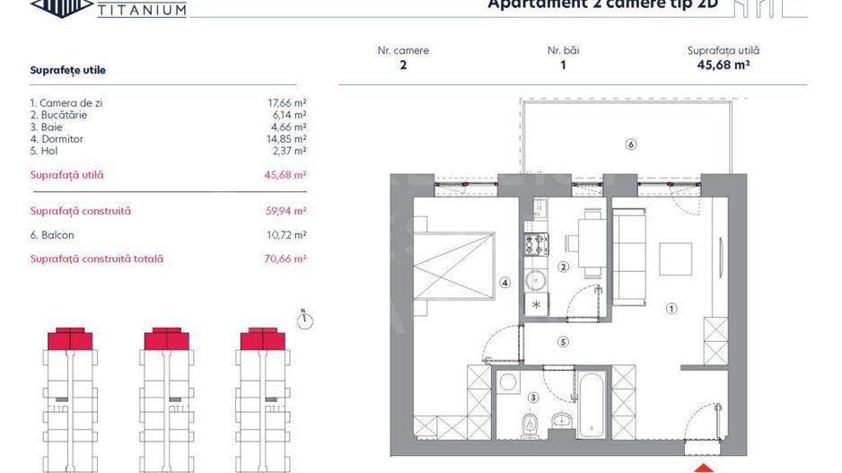 Vânzare, apartament, 2 camere tip 2D, HILS Titanium, București - Poză 11