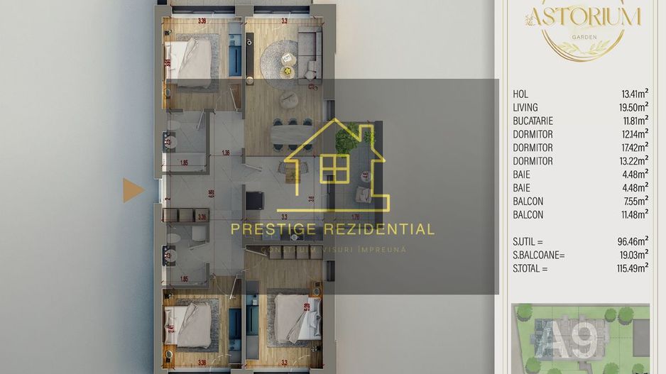 Ap 4 Camere Complex Premium,Piscina,Pista Atletism,Titan-Auchan - Schiță 5