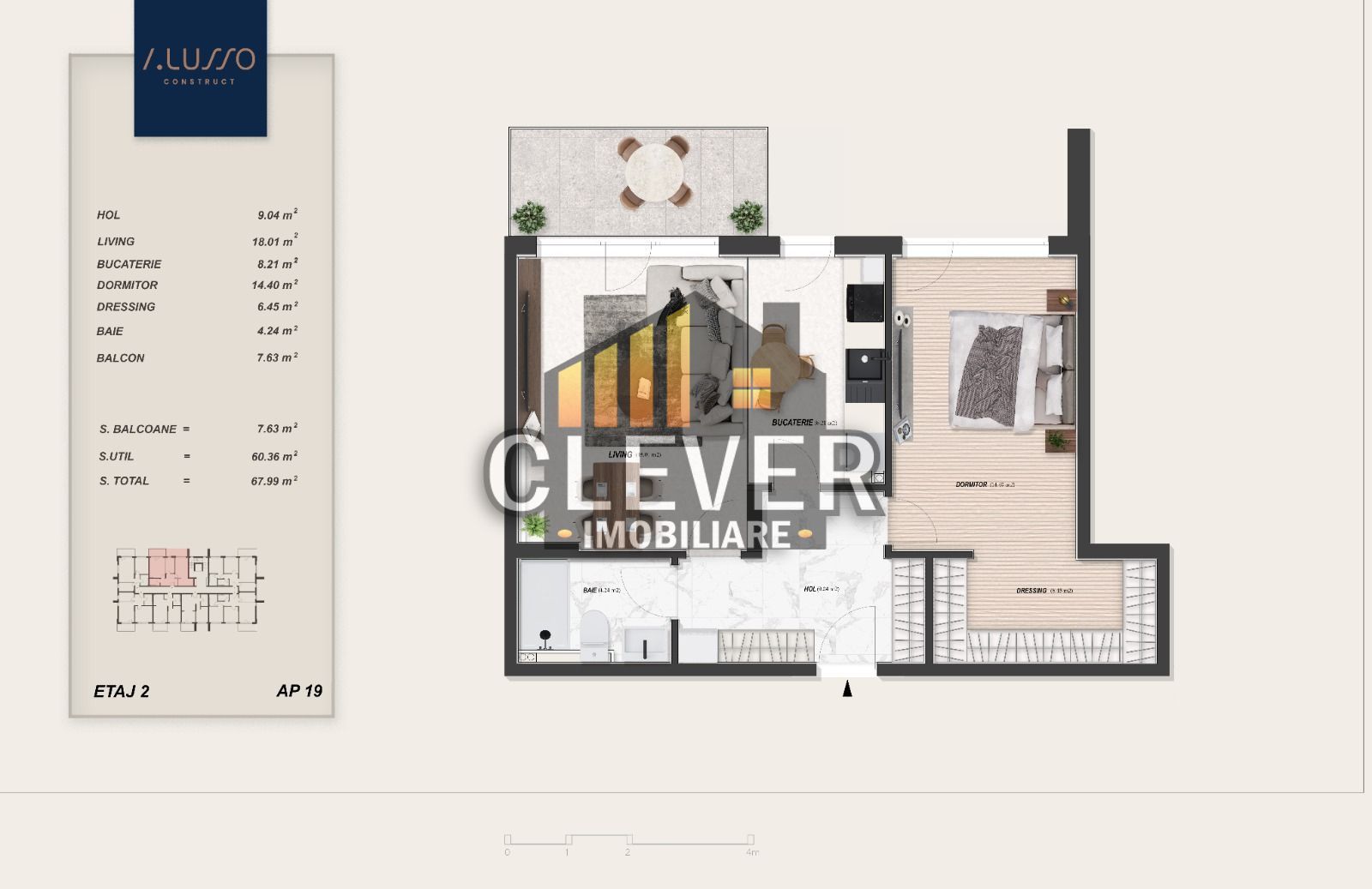 2 Camere | Dressing | Balcon 7,63 mp | Bloc Nou P+3 | Pallady - Poză 1