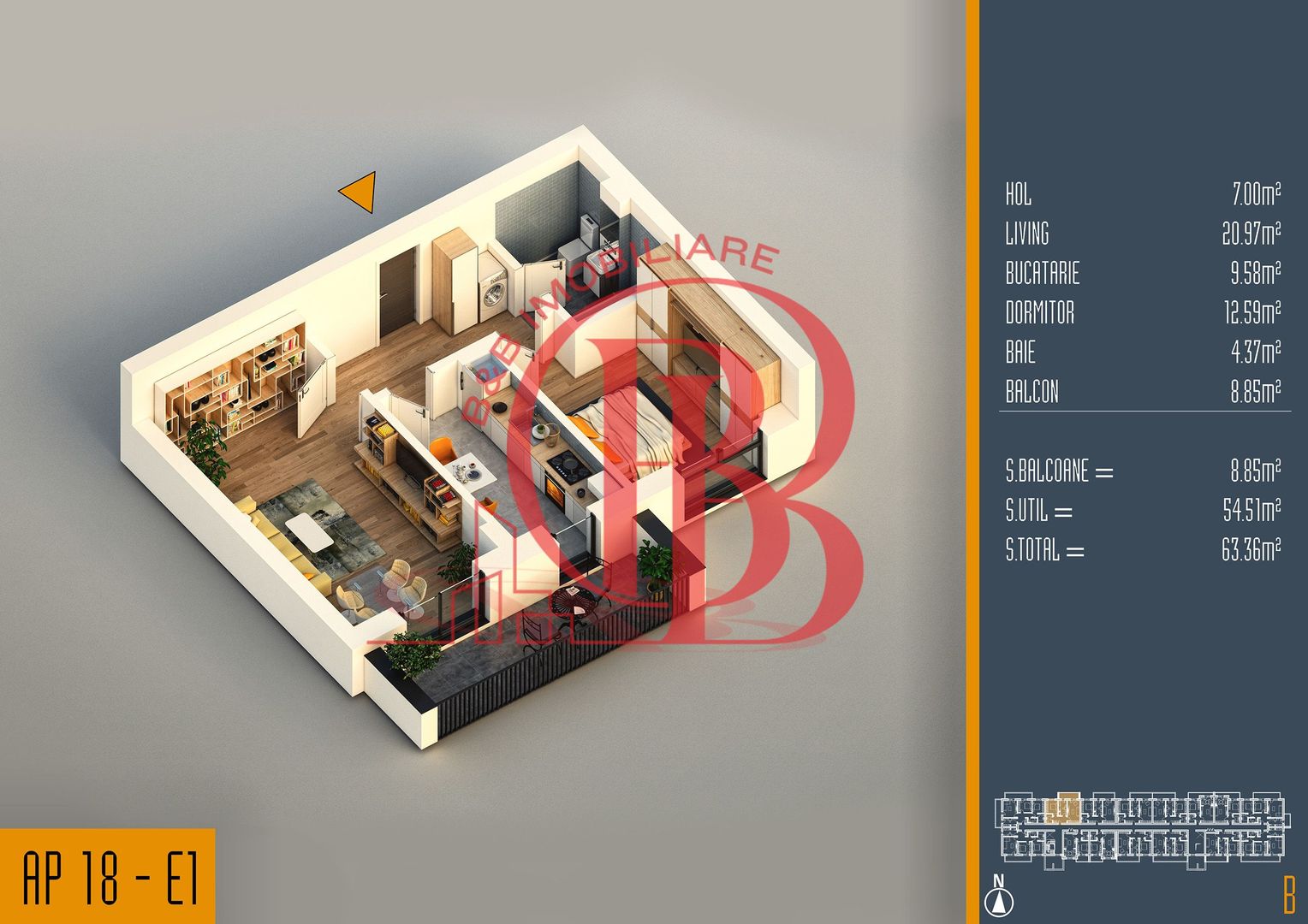 Oferta Lansare 2 camere proiect nou Pallady - Schiță 1