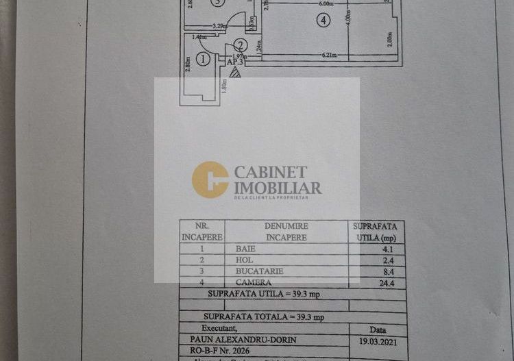 Garsoniera - 40MP | 2021 | Centrala | Parter Inalt | M Gorj la 15 min - Schiță 8