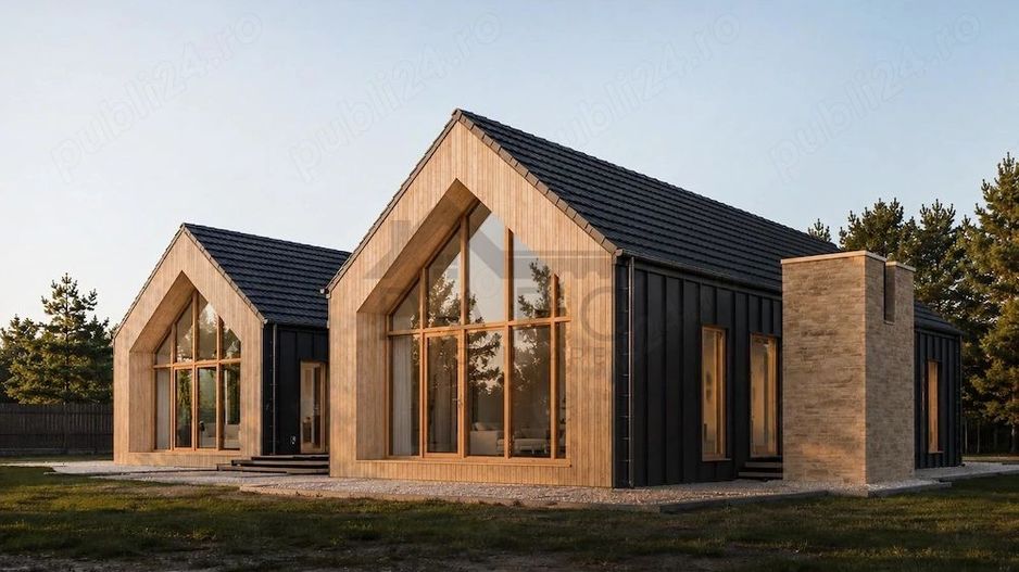Casa individuala superba, cu arhitectura scandinava, moderna - langa padure, teren generos - Poză 4