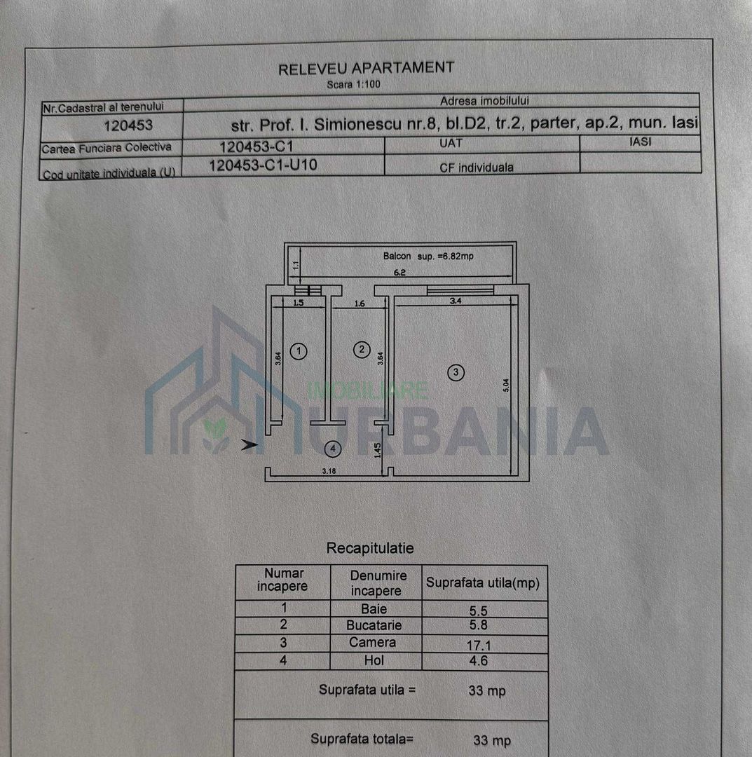Apartament 1 camera decomandat, 33 mp + balcon 7 mp, Dacia, Iasi - Poză 1