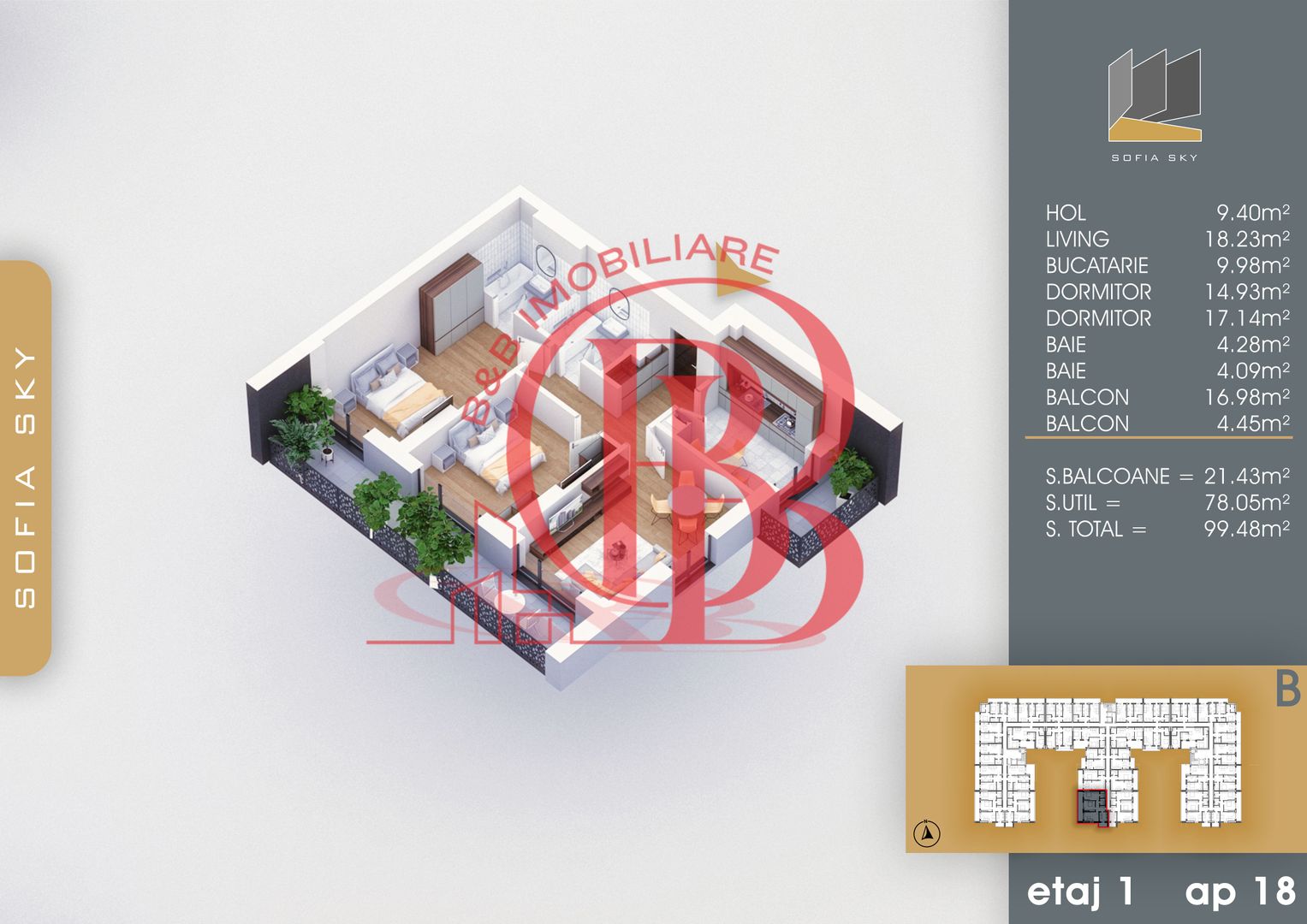 7min Metrou Nicolae Teclu 3 Camere Bloc Finalizat-Th Pallady - Schiță 2