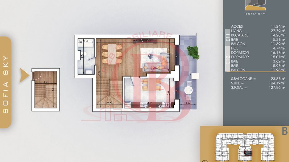 Duplex 3 camere Bloc Finalizat 7min Metrou Th. Pallady - Schiță 4