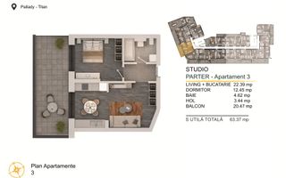 Apartament 2 camere Titan-Pallady Parcare Gratuita - Schiță 2
