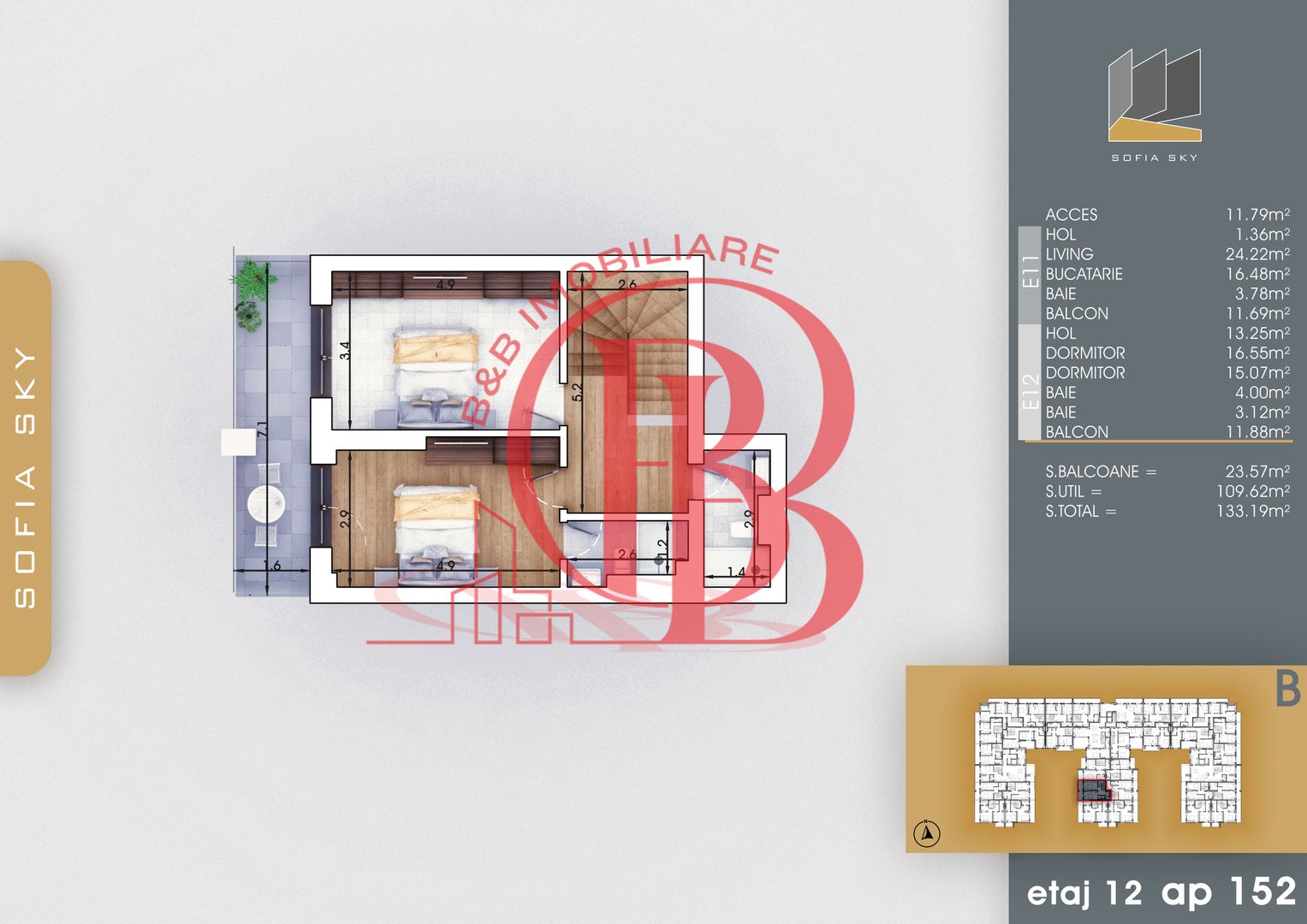 Apartament 3 camere-Duplex Bloc Finalizat Theodor Pallady - Schiță 3