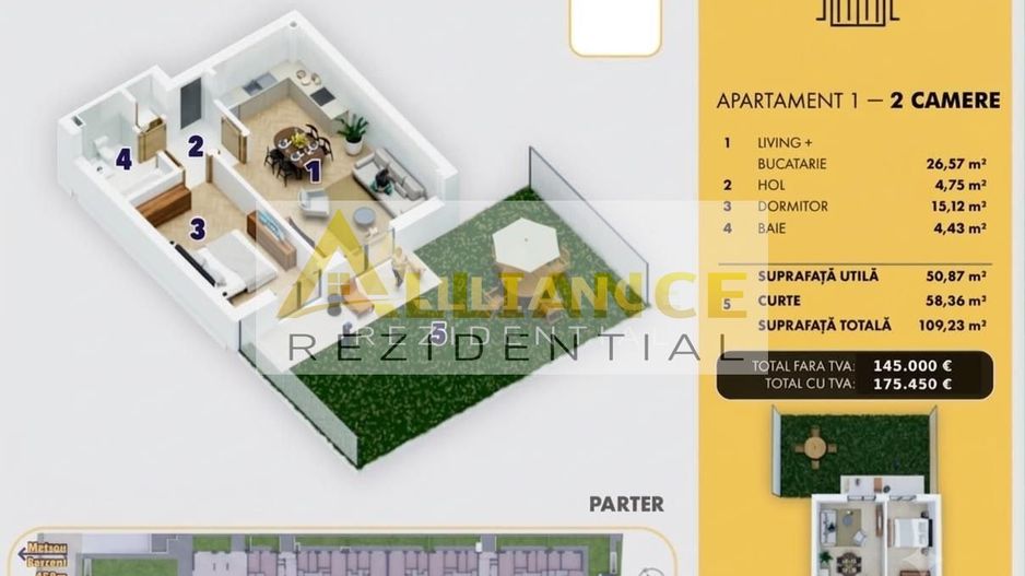 5 MINUTE M. BERCENI - 2 CAMERE + CURTE - 109 mp - 175.450eur - Poză 5