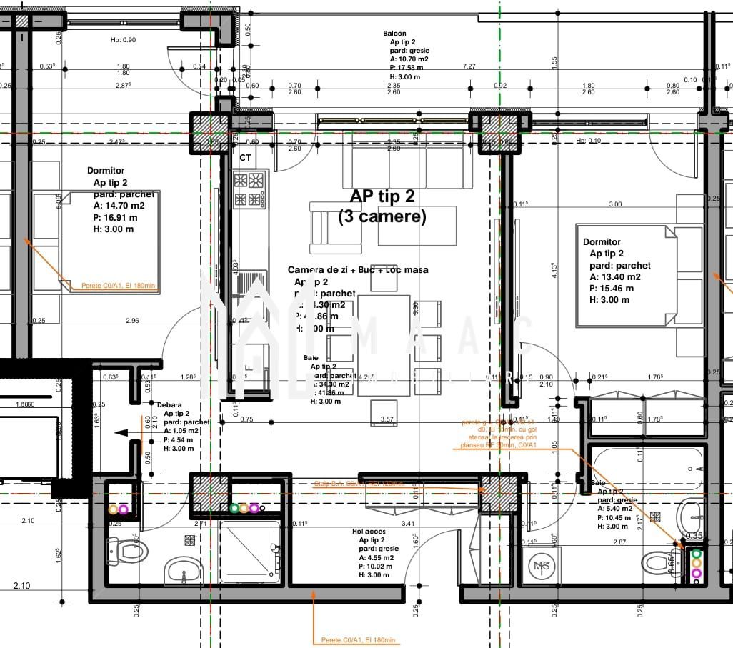 Apartament 3 camere | 72.35MPU  | Balcon | Lift | Veterani - Schiță 6