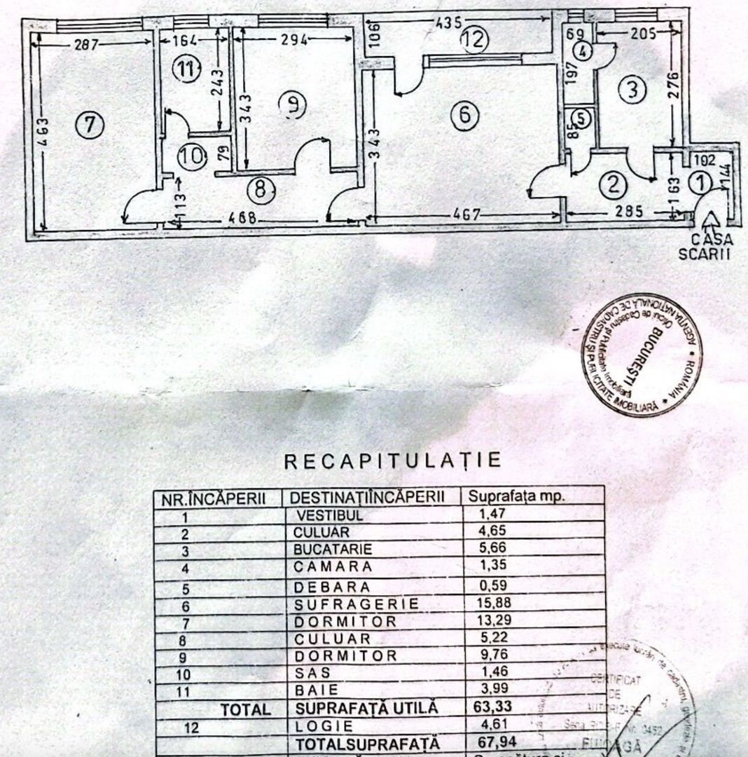 Apartament 3 camere in bloc reabilitat zona Ghirlandei, Pacii - Schiță 11