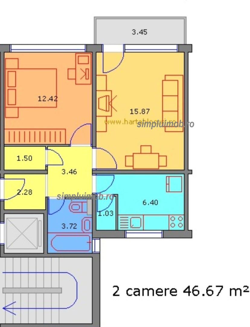 Decomandat 2 Camere Giurgiului - Schiță 9