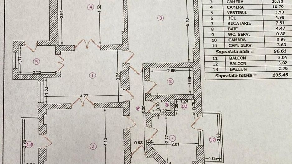 DE VÂNZARE APARTAMENT 3 CAMERE | VILĂ INTERBELICĂ | CENTRALĂ | CALEA CĂLĂRAȘI - Schiță 16