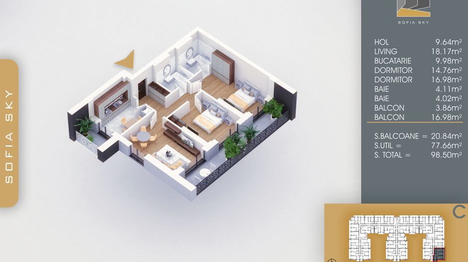 Apartament 3 camere decomandat  Titan Pallady  7 min Metrou Nicolae Teclu - Schiță 4