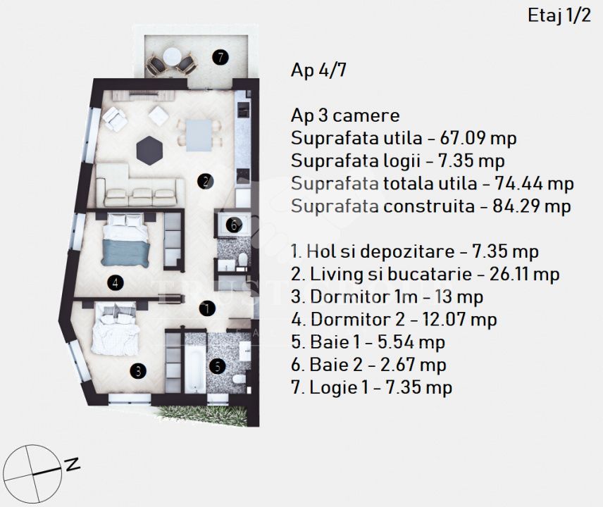 Apartament 3 camere Doamna Ghica | 75mp | Imobil 2025 - Poză 8