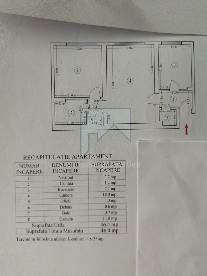 Vanzare apartament de 2 camere Pajura - Schiță 12