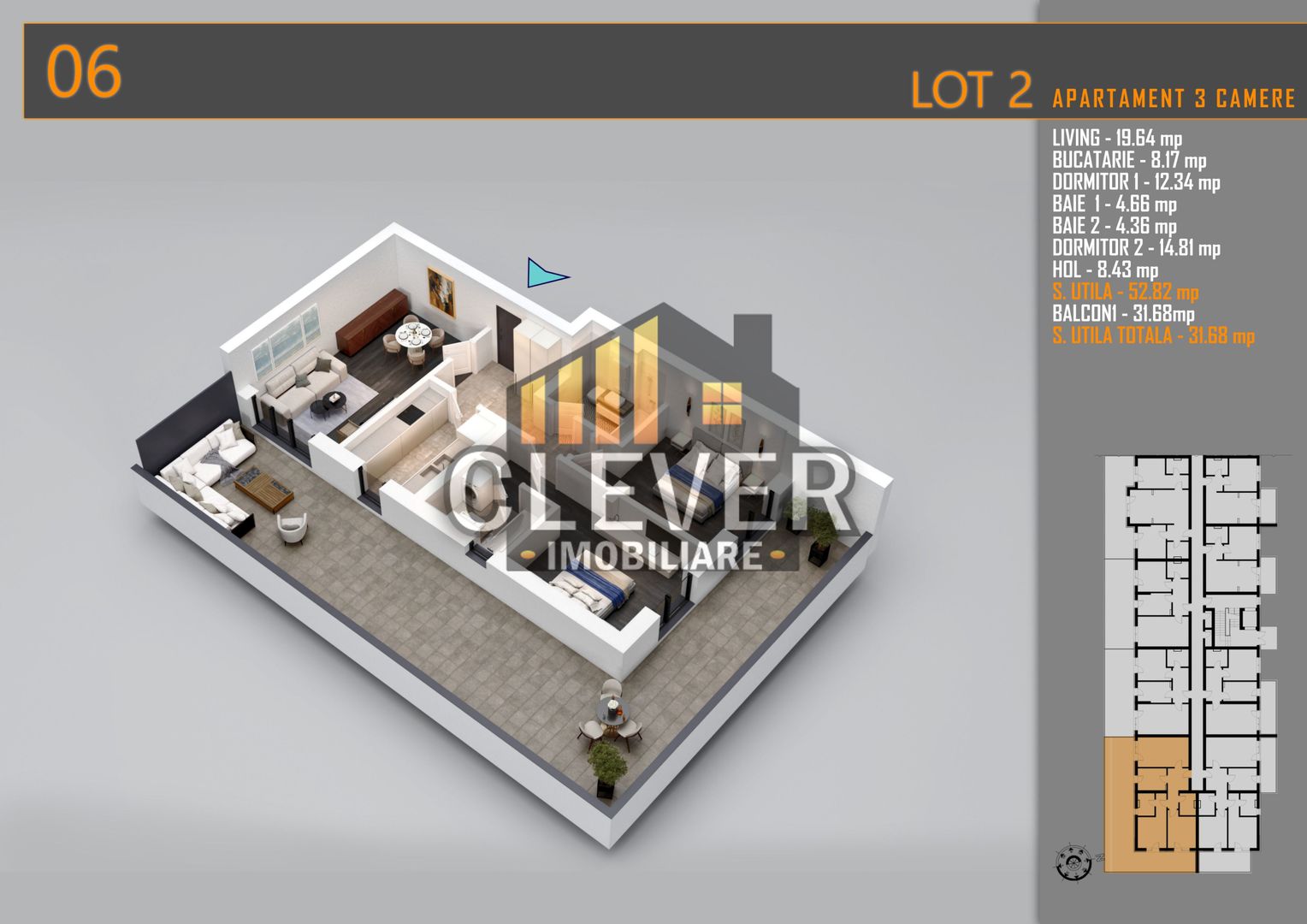 Apartament 3 Camere cu terasa de 67 mp și Comision 0%, Pallady - Schiță 8