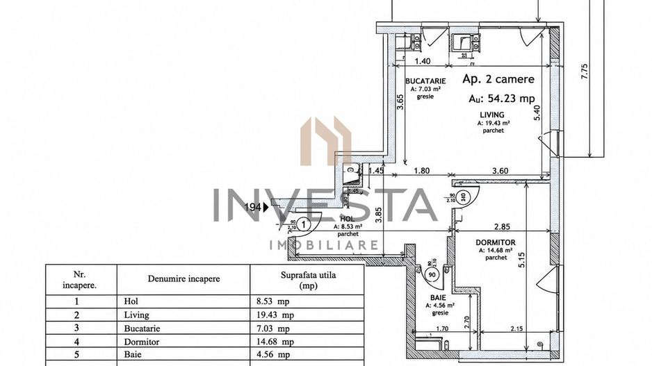 Apartament cu 2 camere, vedere panoramica, Grand Park Residence - Schiță 11