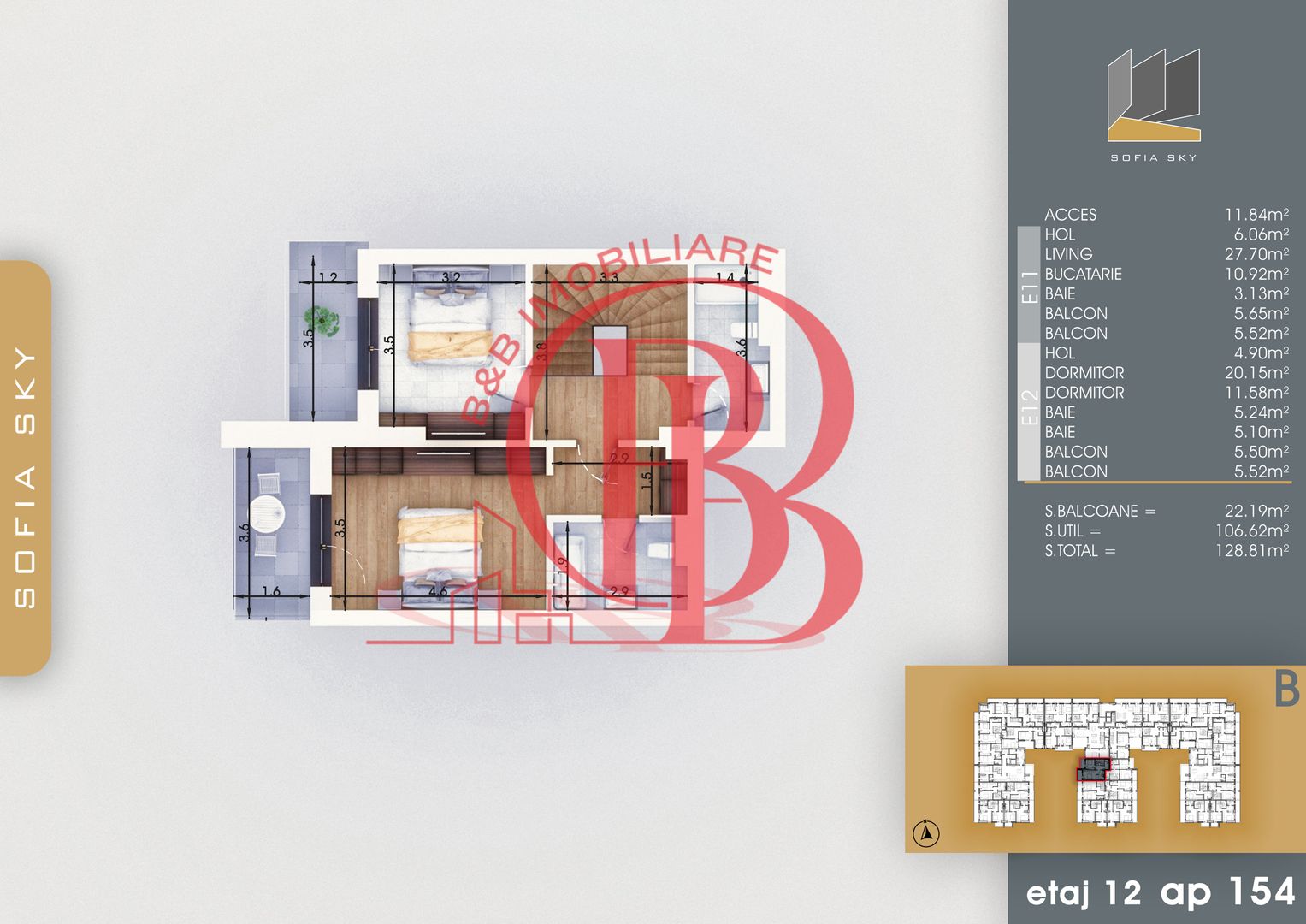 3 camere cu Scara Interioara Mutare Rapida 7min Metrou - Schiță 3