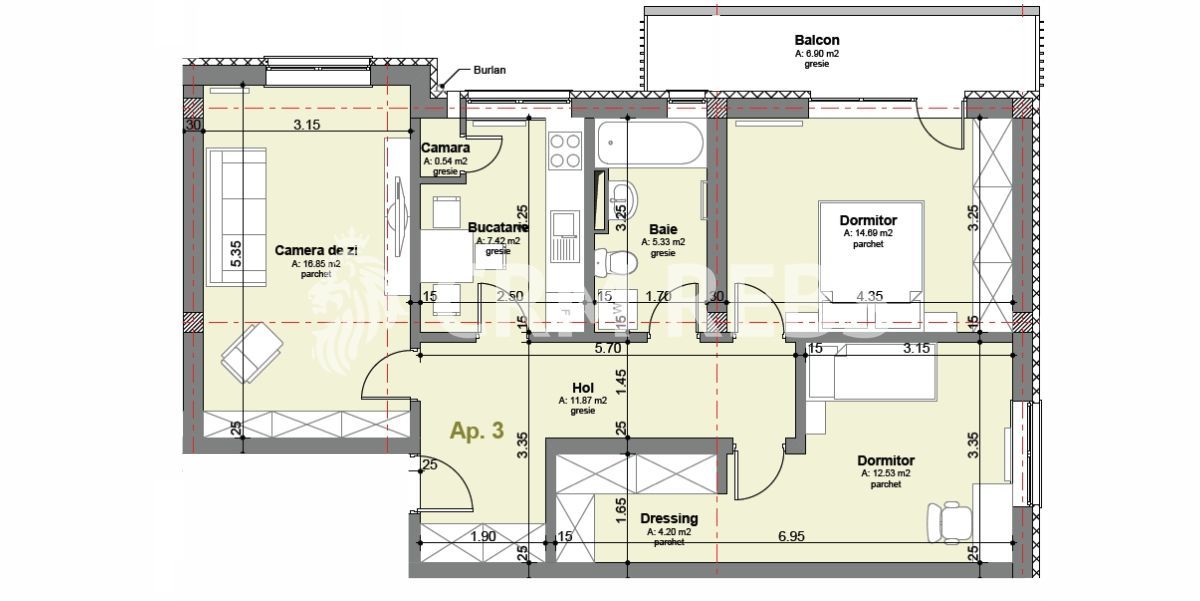 Apartament renovat de vanzare in Zorilor - Schiță 11