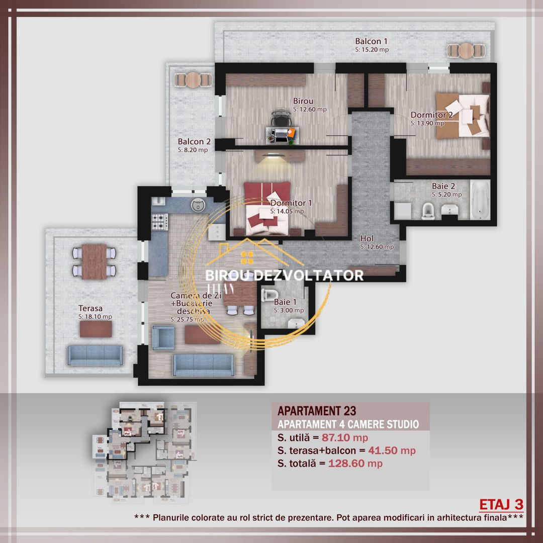 Decomandat Penthouse Terasa vedere libera zona verde Pallady Metrou - Poză 7