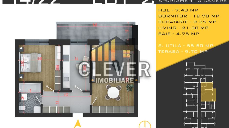 Apartament 2 cam decomandat 65 mp –  Pallady - metrou Teclu - Poză 2