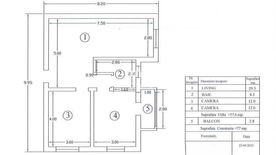 Apartament 3 camere – Complet mobilat și utilat Strand Sibiu - Schiță 16