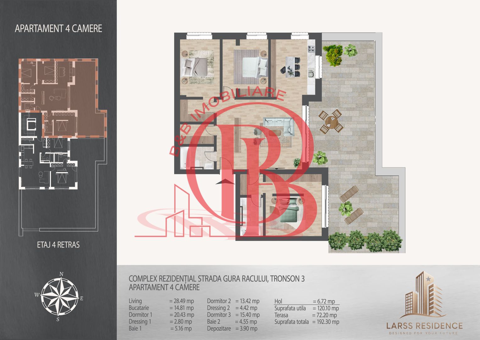 4 camere cu terasa 700 metri de  Metrou Nicolae Teclu - Schiță 12