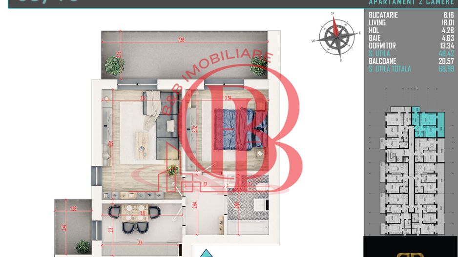 Apartament 2 camere Titan Pallady Metrou Nicolae Teclu - Schiță 2