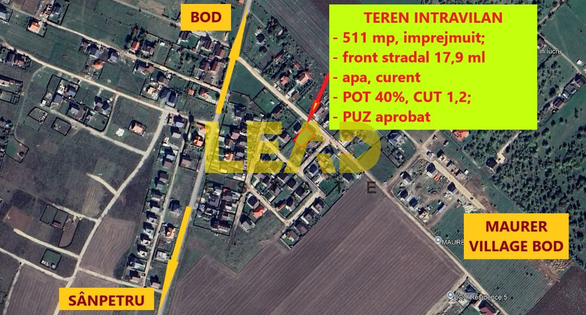 De Vanzare TEREN Intravilan, 511 mp, in BOD - Poză 1