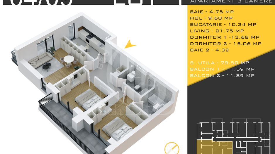 3 camere decomandat Titan Pallady  Metrou Nicolae Teclu - Schiță 11