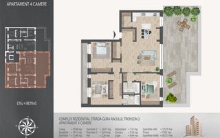 4 camere cu terasa 700 metri de  Metrou Nicolae Teclu - Schiță 12