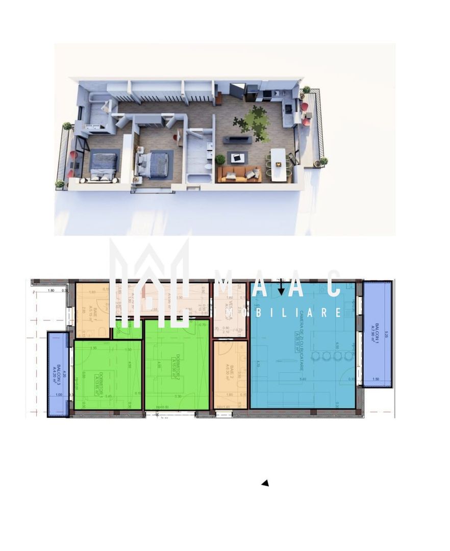 Apartament 3 camere | Etaj 1 | 89 MP I Loc de parcare - Poză 3